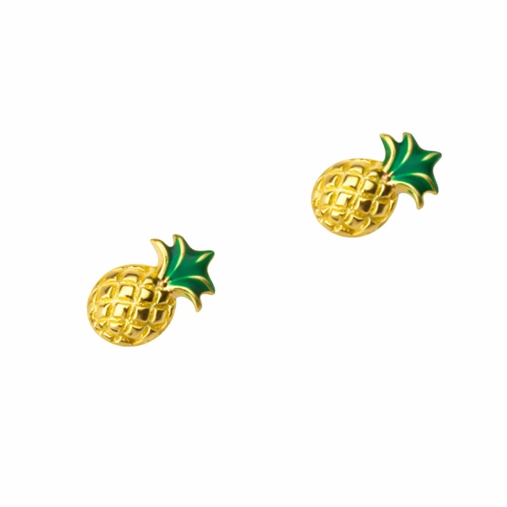Gold sterling silver dainty pineapple earrings